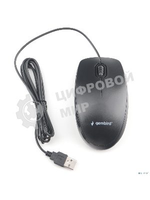 Мышь проводная Gembird MOP-200 черный, 1000 dpi, USB, кнопки - 3