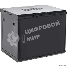Шкаф коммутационный Rexant настенный 9U 600x600 мм пер. дв. металл черный