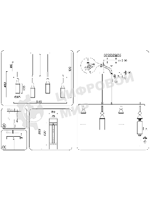 Светильник Ambrella light LH55274/4 BS/FR латунь/белый матовый E14*4 max 40W 845*65*1150
