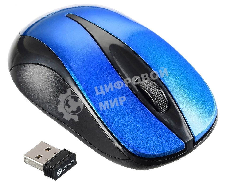 Мышь беспроводная Oklick 675MW черный/синий, 800 dpi, радиоканал, USB, кнопки - 3