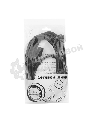 Кабель питания сист.блок-монитор Cablexpert PC-189-1-5M, 5м, C13-C14, 3x1кв.мм., черный, с заземлением