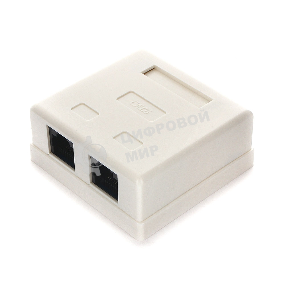 Розетка Cablexpert NA218 RJ-45 кат.6 внешняя 2 порта, 110&Krone