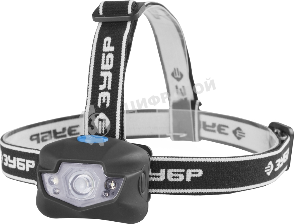 Фонарь Зубр 56434 эксперт налобный светодиодный 3Вт(120лм)+4led линза коллиматор 3 режима 3ааа