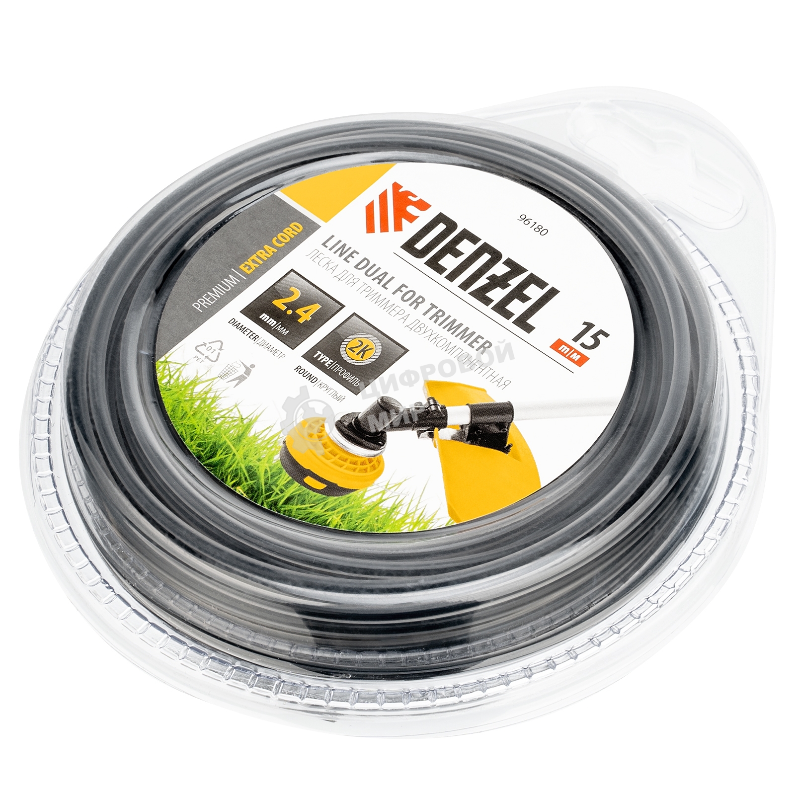 Леска двухкомпонентная Denzel для триммера, круглая 96180