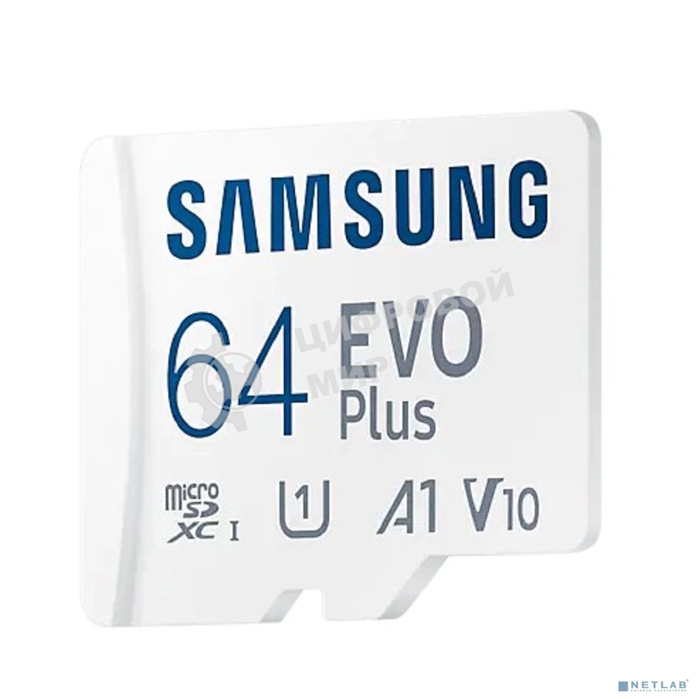 Флеш карта microSDXC 64GB Samsung EVO Plus Memory Card Samsung UHS-I U1 Class 10, Adapter, 130 MB/s, 10000 циклов, - 25°C to 85°C, RTL Samsung MB-MC64KA