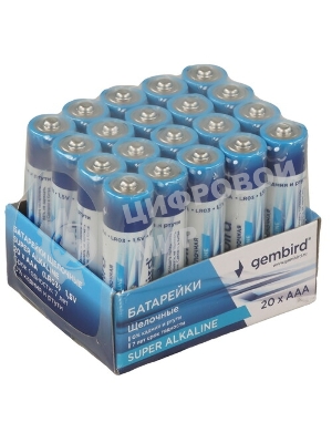 Батарейки щелочные/алкалиновые Gembird Gb-LR03-20B, тип AAA, 20шт, коробка