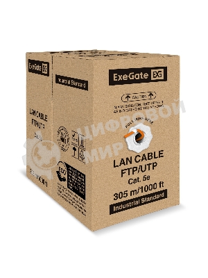 Кабель ExeGate UTP4-C5e-CU-S24-IN-LSZH-OR-305-FLUKE UTP 4 пары кат.5e медь, 0.52мм (24AWG), FLUKE® test pass, LSZH, 305м, оранжевый
