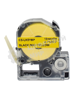 Картридж ленточный Cactus CS-LK5YBP черный, 18мм, 9м для Epson LW400/LW700/LW600P/LW1000P/K400/Z700/Z900
