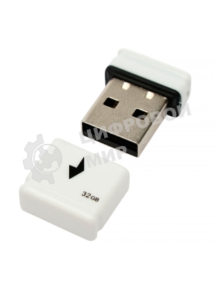 Флешка USB Gembird GFL-2.0-32mini, 32Gb, USB 2.0, R/W 30/15, белый