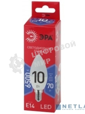 Лампа светодиодная ЭРА ECO LED B35-10W-865-E14 R (диод свеча 10Вт холодн. E14) (10/100/3500)