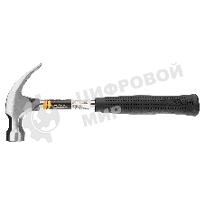 Молоток-гвоздодер Sparta 450 г, круглый боек, металлическая трубчатая обрезиненная рукоятка