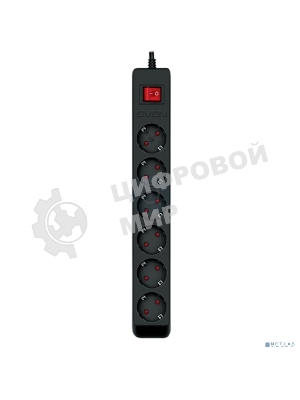 Сетевой фильтр SVEN Optima 3,0 м (6 розеток с защитными шторками) черный, цветная коробка