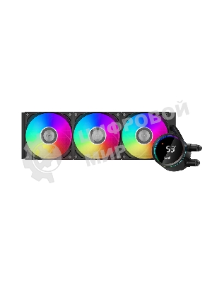 Система охлаждения PCCooler DA360 Pro ARGb Digital BK (300W, 360мм, LED temp., Black, ARGb/Fans: 3x120мм, 75.8CFM, 33.7dBA, 2200RPM/Pump height 57мм, 28dBA, 3000RPM, Rad thickness 27мм/S: 1851, 1700, 1200, 20XX, 115X, AM5, AM4)