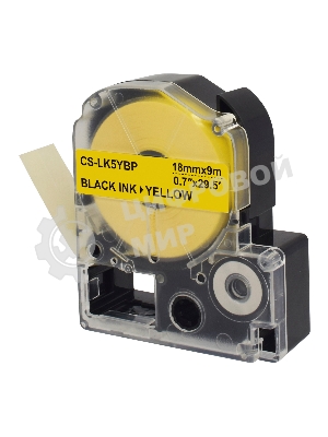 Картридж ленточный Cactus CS-LK5YBP черный, 18мм, 9м для Epson LW400/LW700/LW600P/LW1000P/K400/Z700/Z900