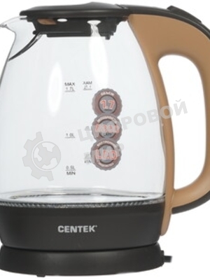 Электрочайник Centek CT-0056 кофейно-бежевый, 1.7 л, 2200 Вт, скрытый нагревательный элемент