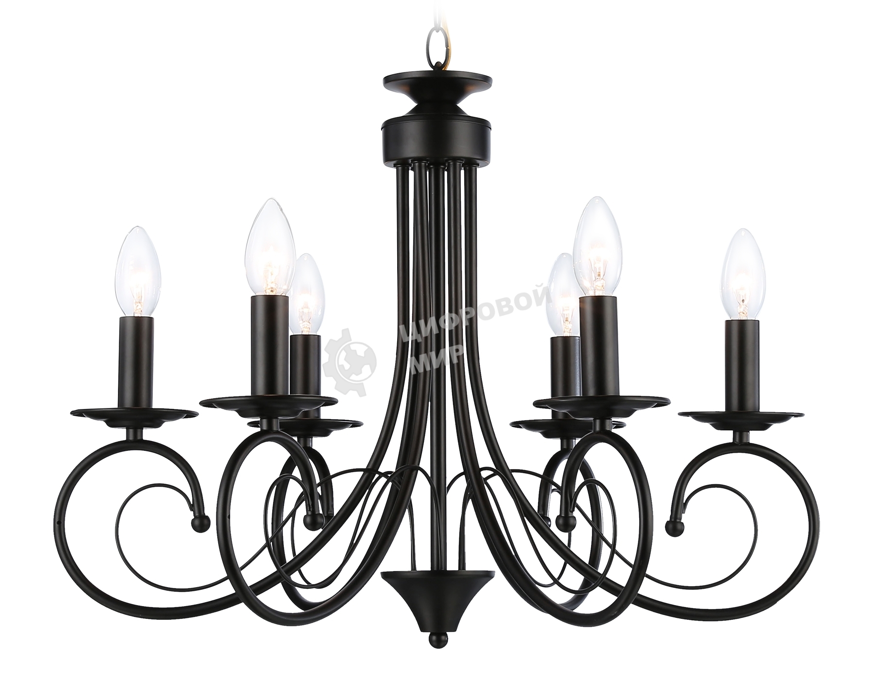 Светильник Ambrella light TR9612/6 BK черный E14/6 max 40W D560*650