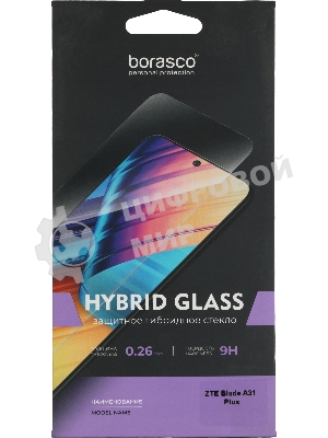 Защитное стекло для экрана BoraSCO Hybrid Glass для ZTE Blade A31 Plus антиблик, 71 х 153 мм, 2.5D, прозрачный