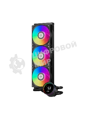Система охлаждения PCCooler DA360 Pro ARGb Digital BK (300W, 360мм, LED temp., Black, ARGb/Fans: 3x120мм, 75.8CFM, 33.7dBA, 2200RPM/Pump height 57мм, 28dBA, 3000RPM, Rad thickness 27мм/S: 1851, 1700, 1200, 20XX, 115X, AM5, AM4)