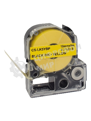 Картридж ленточный Cactus CS-LK5YBP черный, 18мм, 9м для Epson LW400/LW700/LW600P/LW1000P/K400/Z700/Z900
