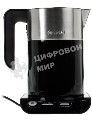 Чайник электрический Bosch TWK8613 черный/серебристый, 1.5 л, 2400 Вт, скрытый нагревательный элемент, поддержание температуры