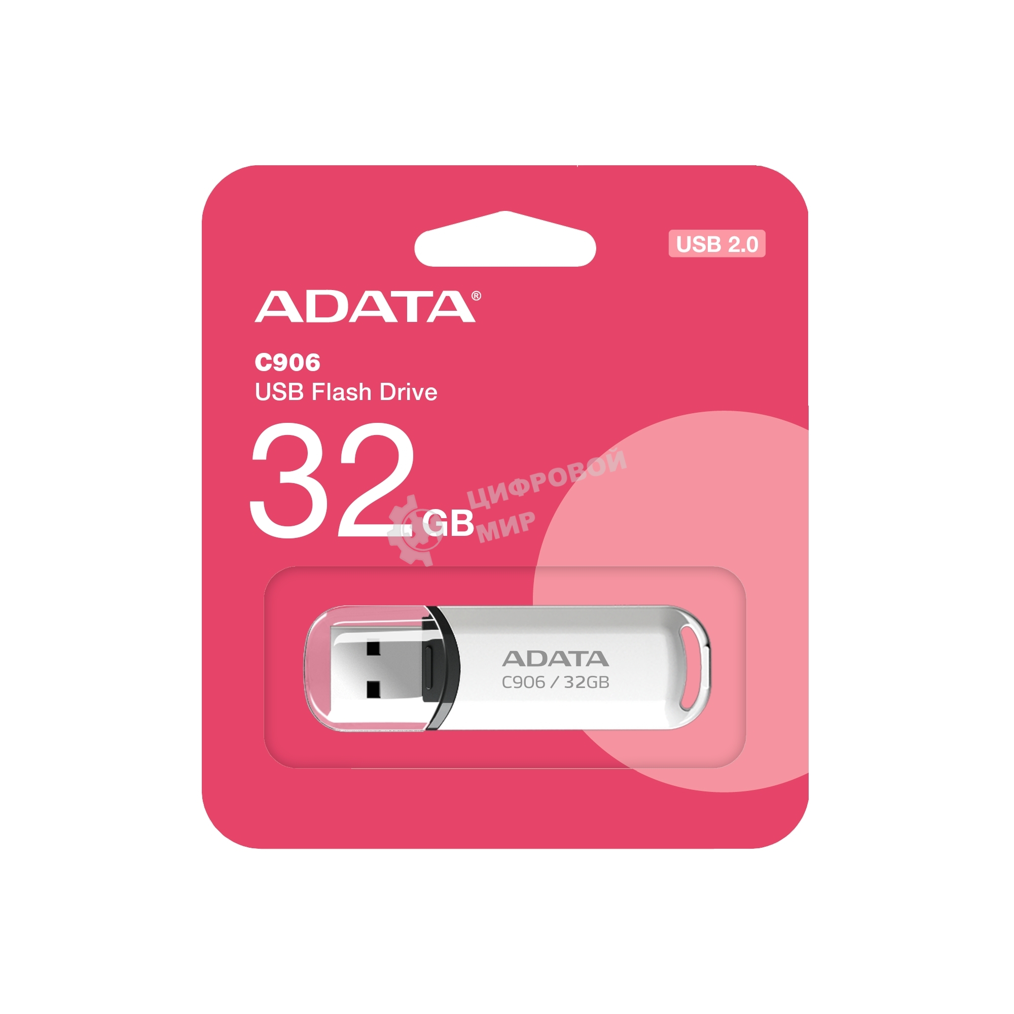 Флешка USB ADATA C906 (AC906-32G-RWH), 32Gb, USB 2.0, R/W 15/5, белый