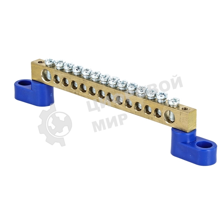 Шина нулевая N 6х9 14 отвер. латунь 2 син. угловых изолятора PROxima EKF sn0-63-14-2