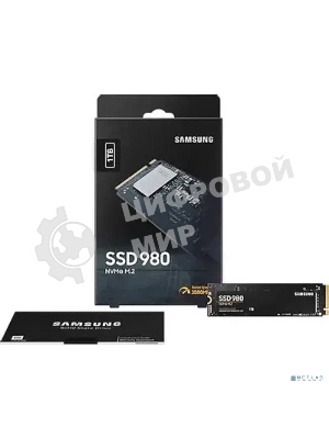 Накопитель SSD Samsung 980, 1000Gb, PCIe 3.0 x4, M.2 2280, NVMe, R/W 3500/3000