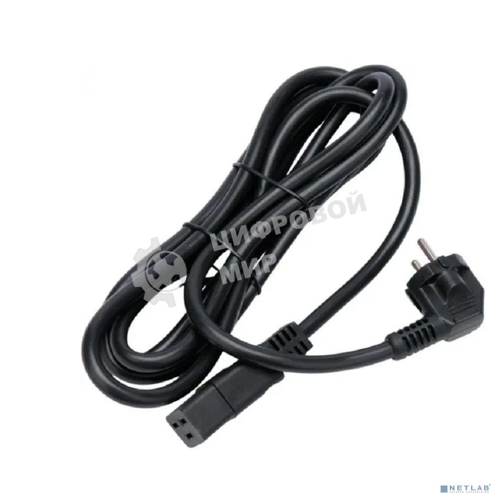 Кабель питания Cablexpert PC-S22-C19-2.5-1.5M, Schuko-C19, 3x2.5мм2, 16A, с заземлением, медь, 1.5м, черный, пакет