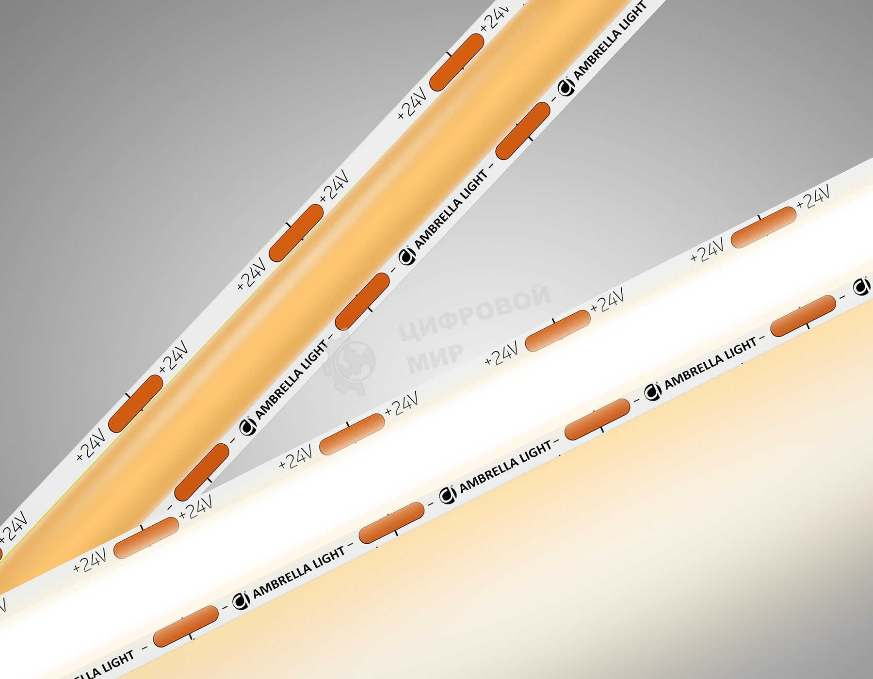 Светодиодная лента Ambrella light GS4801 COB 616Led/19W m/ 24V IP20 3000K/ 5m*12mm*2mm (2 конт.)