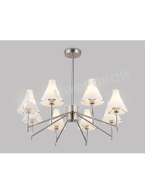 Люстра Ambrella light LH57125/8 SN/FR никель/белый матовый E14/8 max 40W D800*650