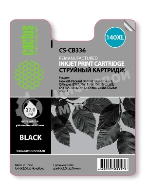 Картридж струйный Cactus CS-CB336 №140XL черный (29 мл.) для HP DJ D4263/D4363/DJ J5783/J6413/PSC C4273/C4283/C4343/C4383/C4473/C4483/C4583/C5283/D5363