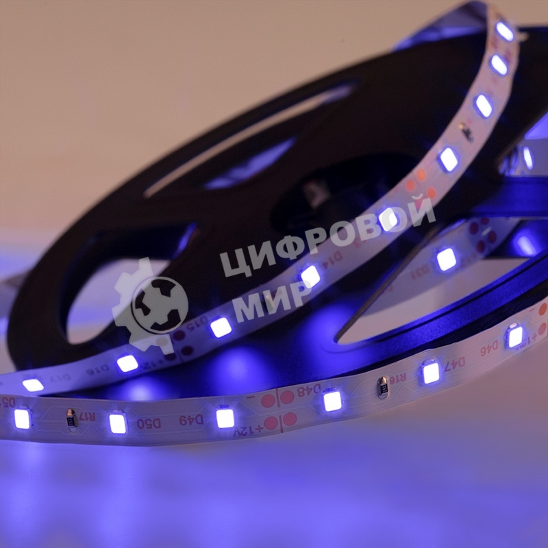 Лента светодиодная открытая, 8 мм, IP23, SMD 2835, 60 LED/m, 12 V, цвет свечения синий