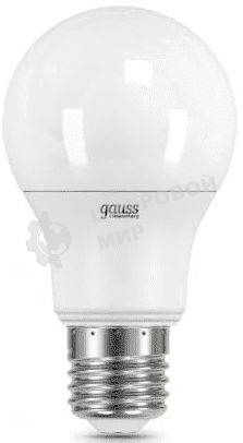 Лампа светодиодная Gauss Elementary 7Вт цок.: E27 груша 220B 6500K св. свеч. белый хол. A60 (упак.: 10 шт)