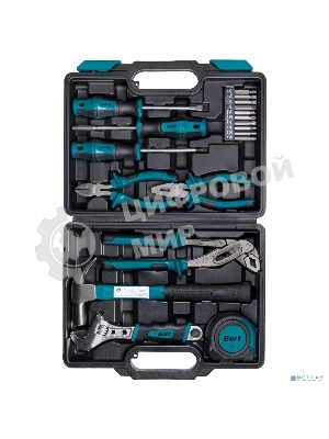 Набор ручного инструмента Bort BTK-19(93412864) Предметов в наборе 19 шт; Материал Сталь; Вес изделия 2,2 кг; Вес брутто=2,64 (Вес нетто=2,64) кг; 36,5 x 6,5 x 22; набор аксессуаров 20 шт; Биты из хромванадиевой стали, Отвертка с двухкомпонентной рукояткой; гарантия 2 г