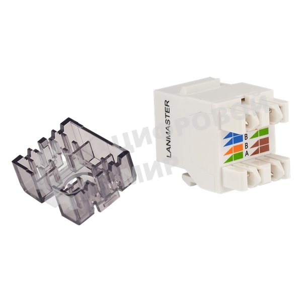 Модуль Keystone, RJ45, неэкранированный, кат.6, со встроенной шторкой, 180 градусов, белый