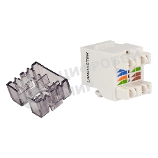 Модуль Keystone, RJ45, неэкранированный, кат.6, со встроенной шторкой, 180 градусов, белый