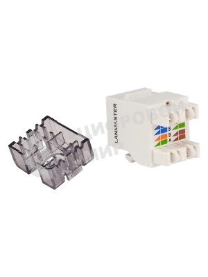 Модуль Keystone, RJ45, неэкранированный, кат.6, со встроенной шторкой, 180 градусов, белый