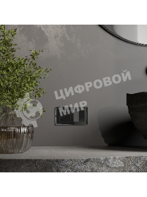 Розетка влагозащ. с зазем. с защит. крышкой и шторками (черный акрил)