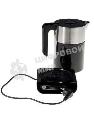 Чайник электрический Bosch TWK8613 черный/серебристый, 1.5 л, 2400 Вт, скрытый нагревательный элемент, поддержание температуры