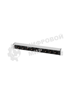 Блок розеток Rem-10 без шнура с инд., 9 Sсhuko, вход IEC 60320 C14, 10A, алюм., 19