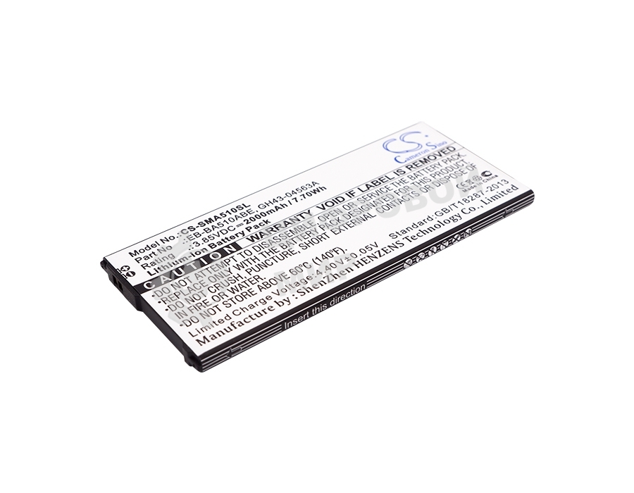 Аккумулятор CameronSino CS-SMA510SL EB-BA510ABE для Samsung Galaxy A5 (2016) SM-A5103.85V, 2000mAh, 7.70Wh