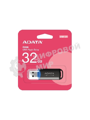 Флешка USB ADATA C906 (AC906-32G-RBK), 32Gb, USB 2.0, R/W 15/5, черный/синий