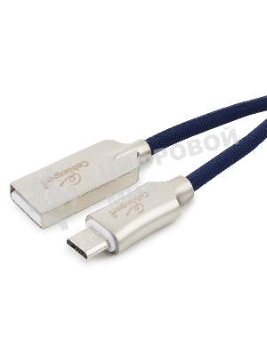 Кабель USB2.0 Cablexpert CC-P-mUSB02Bl-1M, AM/microB, серия Platinum, длина 1м, синий, блистер
