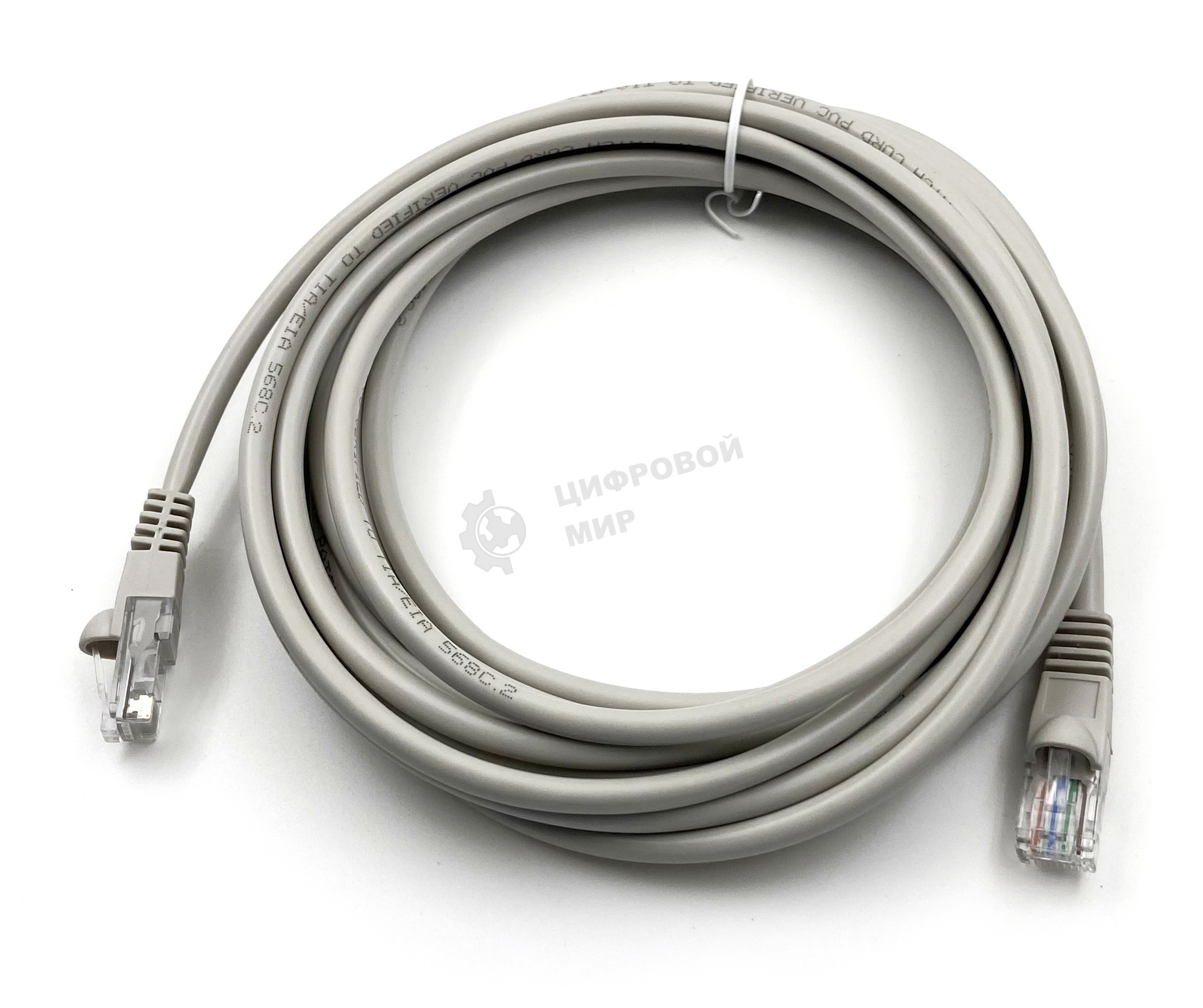 Патч-корд Buro UTP cat.5e 5м серый RJ-45 (m)-RJ-45 (m)