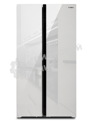 Холодильник Hyundai CS6503FV белое стекло двухкамерный 407/205л морозилка сбоку, No Frost, Side by Side