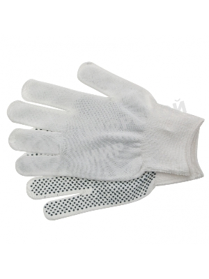 Перчатки из синтетической нити, ПВХ точка, 13 класс, белые, L Россия