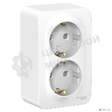 Розетка 2-м ОП Blanca 16А IP20 250В с заземл. защ. шторки с изолир. пластиной белый SE BLNRA011211