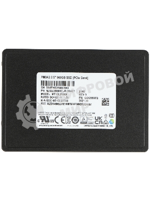 Накопитель SSD Samsung Enterprise PM9A3 черный MZQL2960HCJR-00A07 960Gb, PCIe 3.1 x4, 2.5