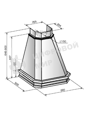 Вытяжка каминная Elikor Пергола 60П-650-П3Л бежевый/неокрашенный дуб, 60 см, 650 куб. м/ч, 60 дБ