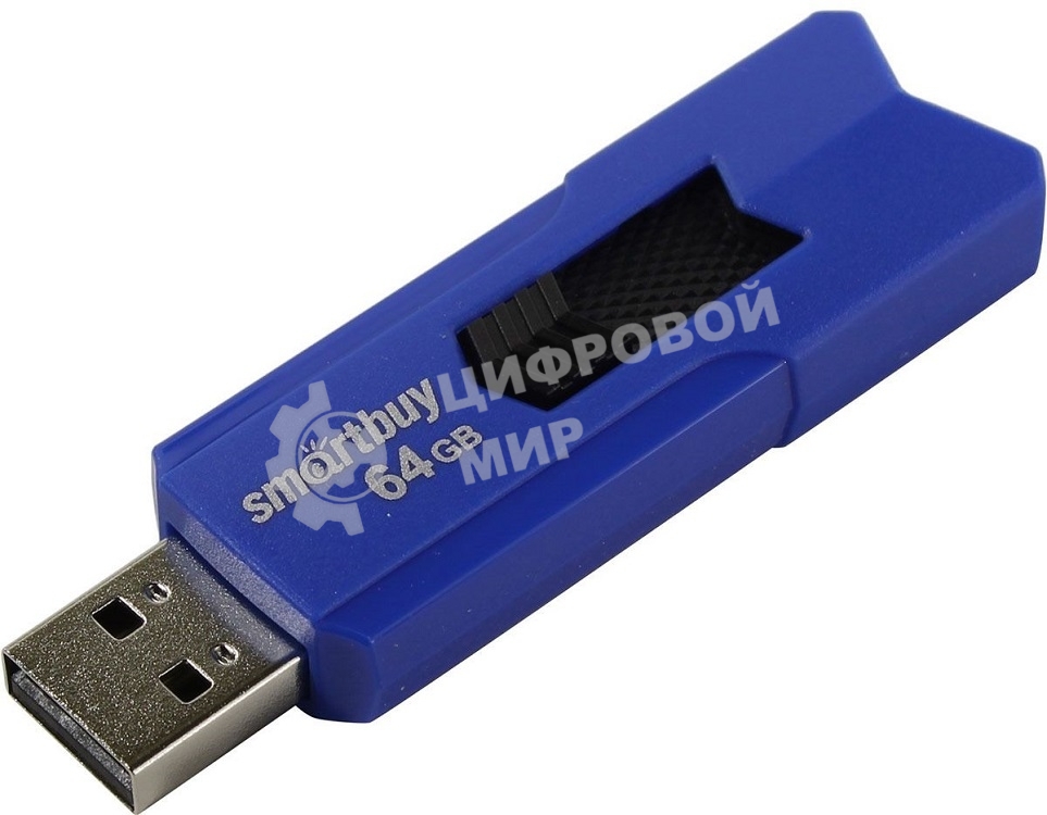 Флешка USB Smartbuy STREAM Blue (SB64GbST-B), 64Gb, USB 2.0, R/W 25/15, синий/черный